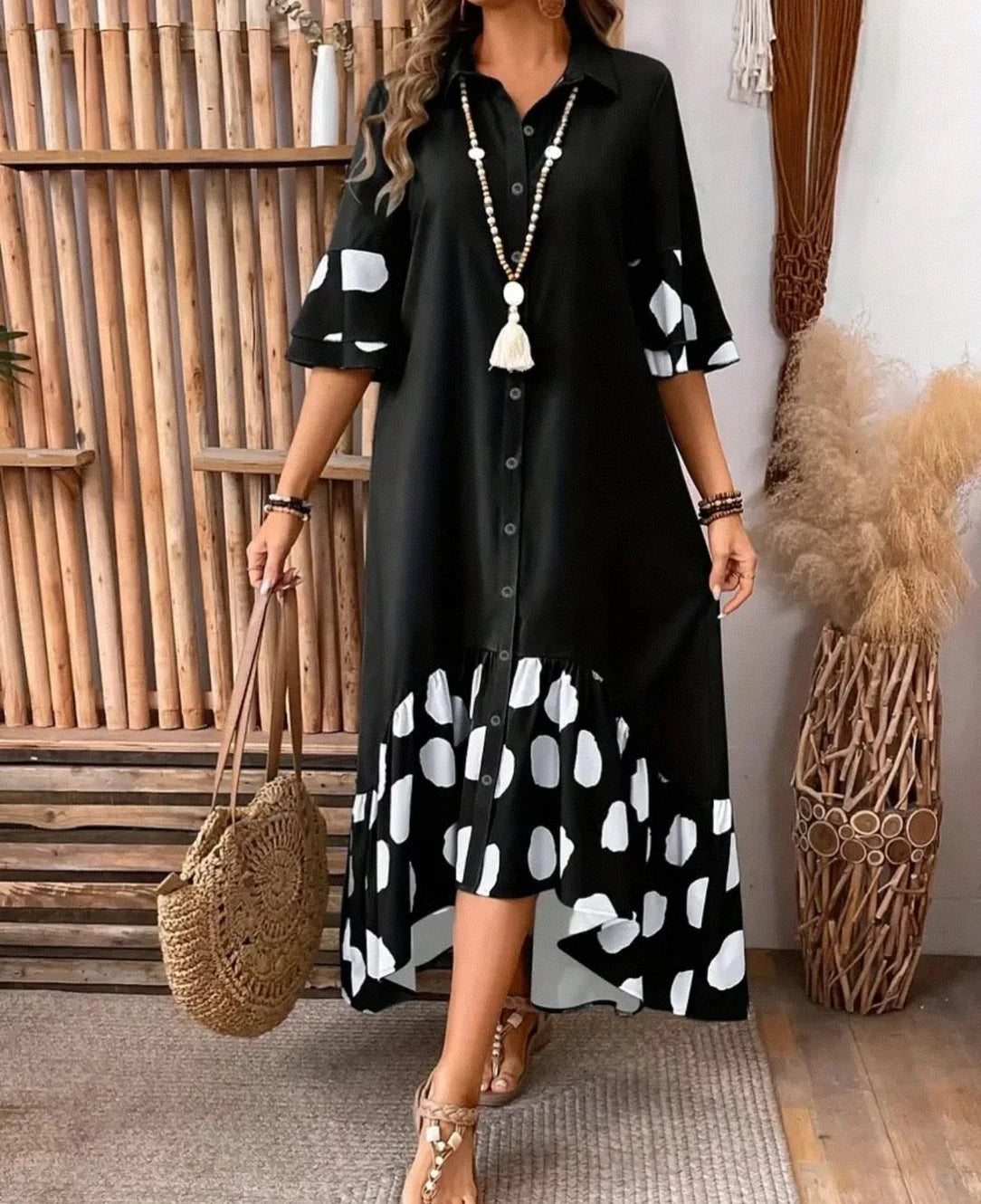 Elegant Polka Dot Printed Dress for Women