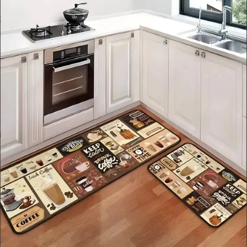 Kitchen Cutlery Theme Washable Floor Mat