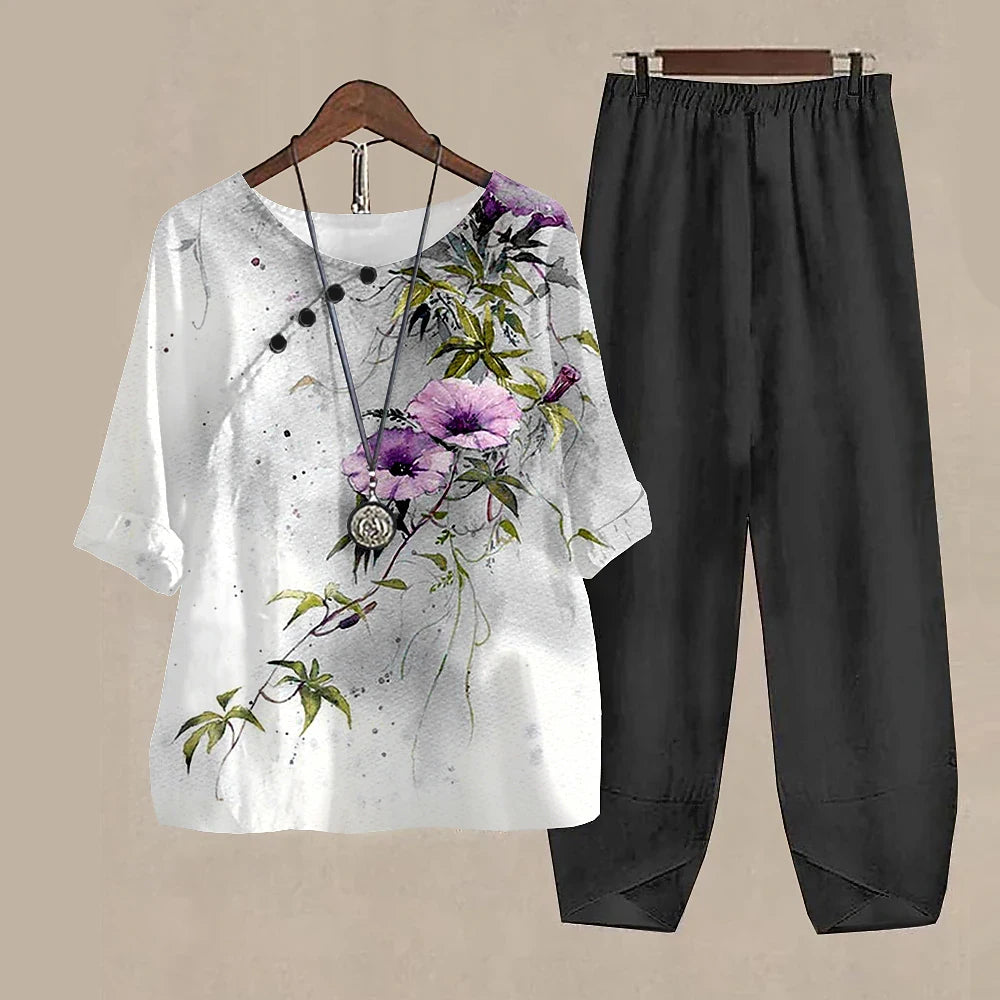 Women’s 2-Piece Pants & T-Shirt Set – Y2K Fashion Vibes