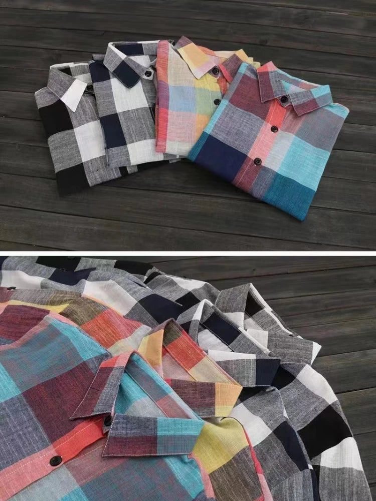 Women's Plaid Cotton Shirt – Chic & Elegant Blouse for Effortless Style