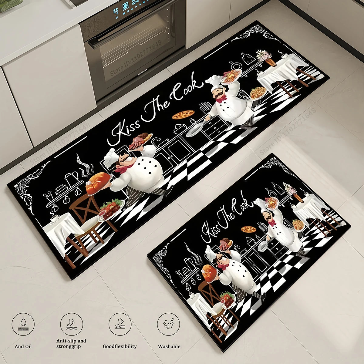 Kitchen Corner Cartoon Chef Pattern Absorbent Doormat