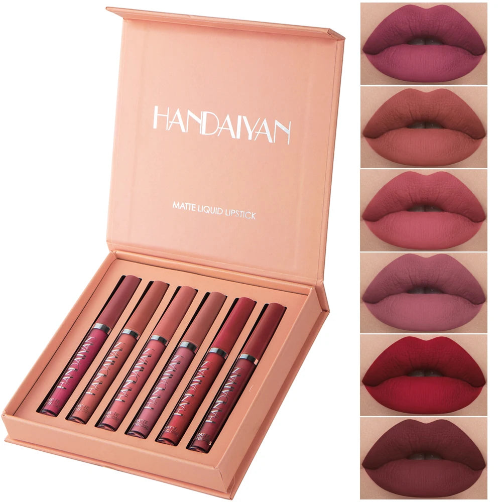 HANDAIYAN Set of 6 Non-Stick Liquid Lipsticks in Cup Packaging