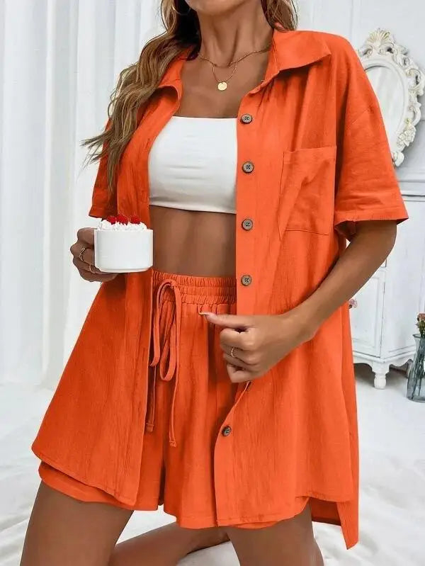 Stay Cool & Stylish This Summer – Women's Cotton Linen Two-Piece Set