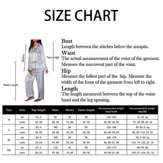 Women's Summer Striped Silk Satin Pajama Set – Long Sleeve Top & Trousers
