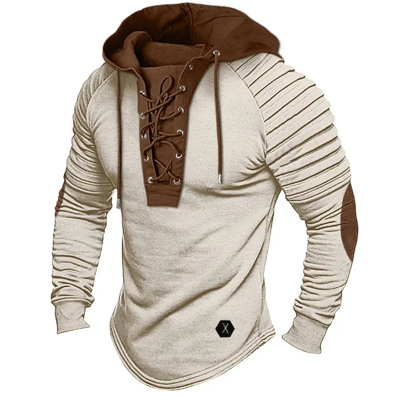 Men’s Muscle Fit Hoodie T-Shirt – Solid Color Streetwear Top