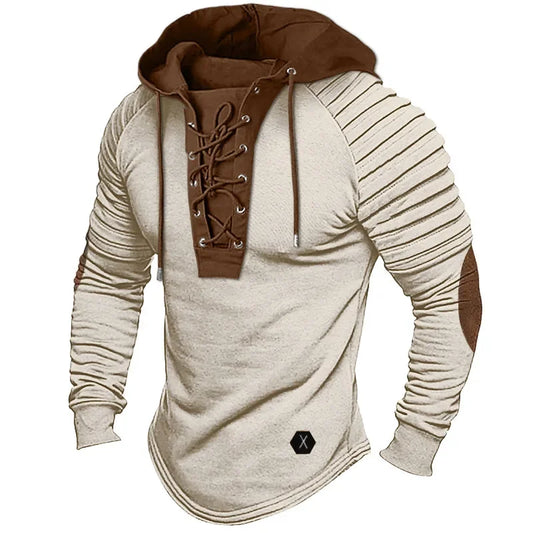 Men’s Muscle Fit Hoodie T-Shirt – Solid Color Streetwear Top