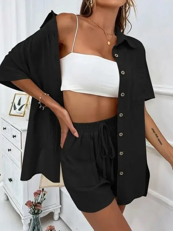 Stay Cool & Stylish This Summer – Women's Cotton Linen Two-Piece Set