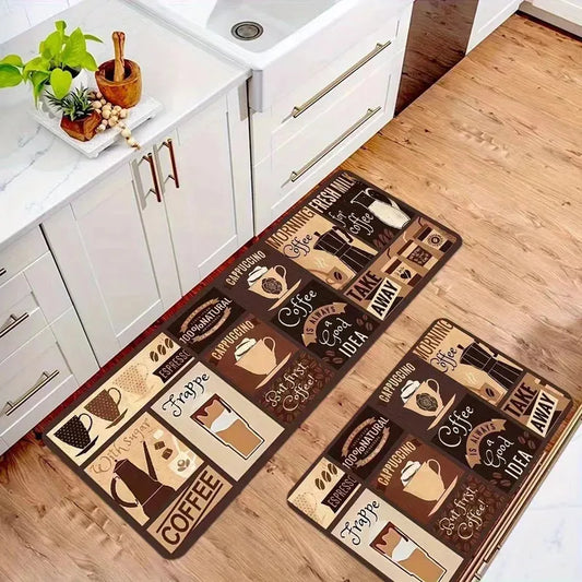 Kitchen Cutlery Theme Washable Floor Mat
