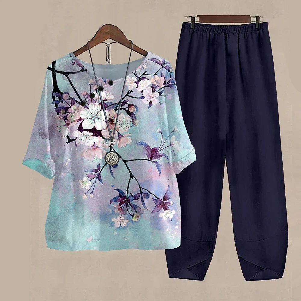 Women’s 2-Piece Pants & T-Shirt Set – Y2K Fashion Vibes