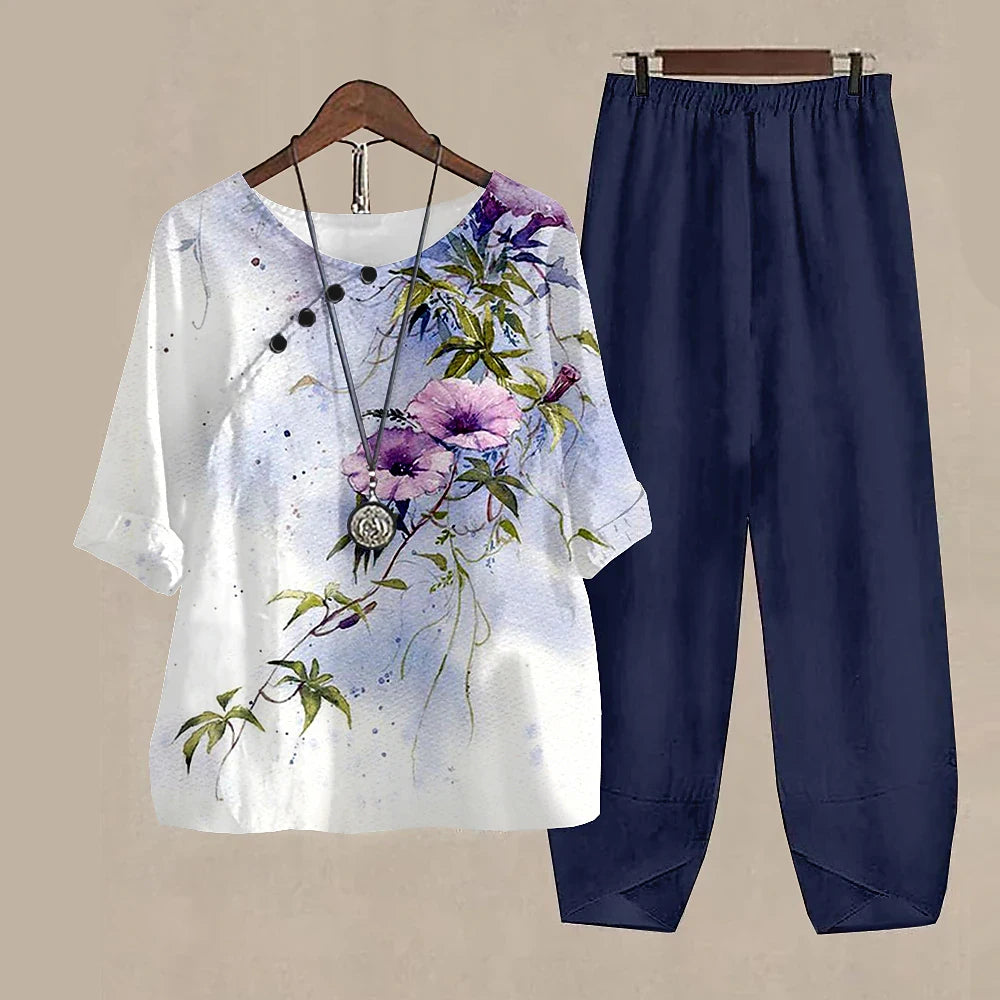 Women’s 2-Piece Pants & T-Shirt Set – Y2K Fashion Vibes