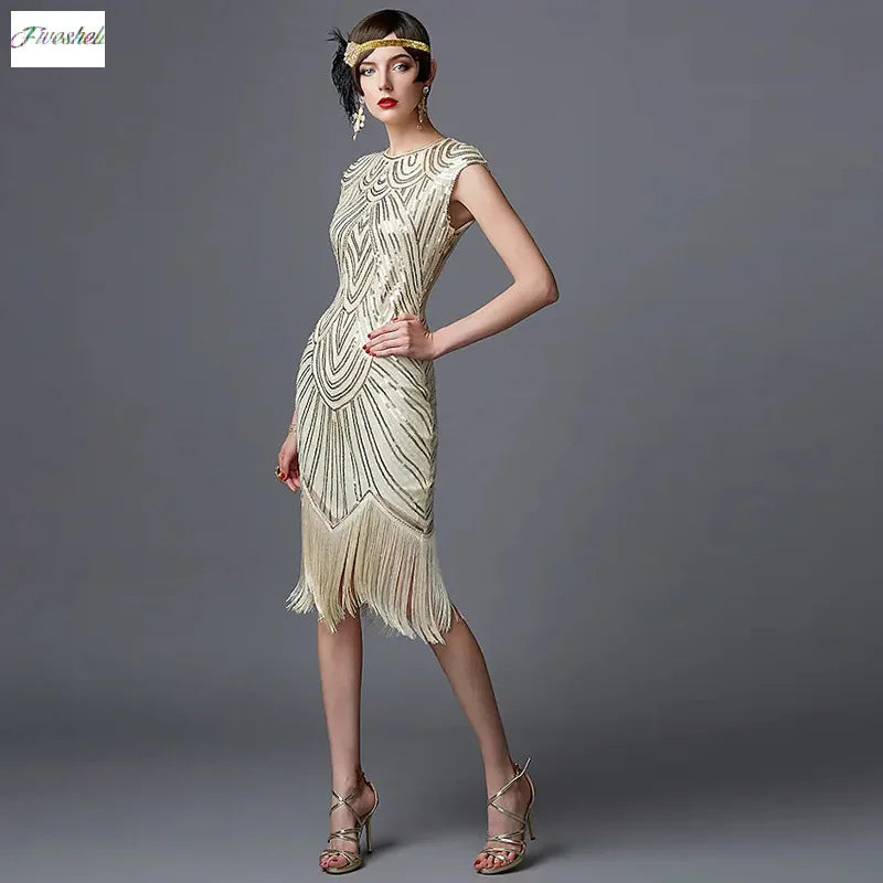 Women's 1920s Vintage Gatsby Long Skirt Flapper Dress