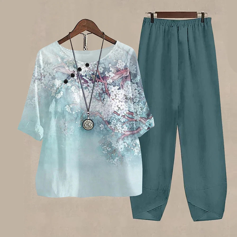 Women’s 2-Piece Pants & T-Shirt Set – Y2K Fashion Vibes