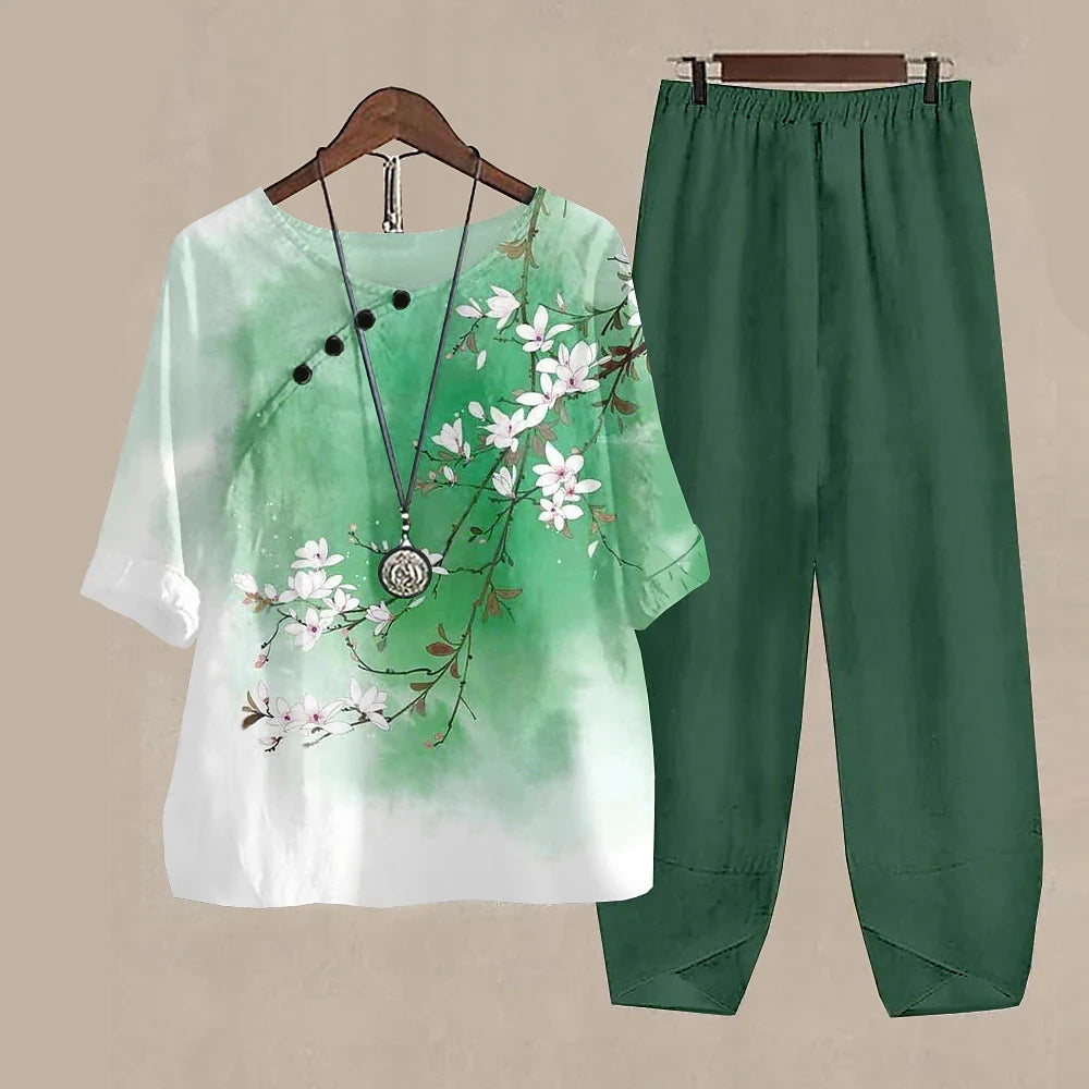 Women’s 2-Piece Pants & T-Shirt Set – Y2K Fashion Vibes