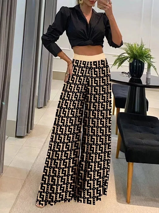 Women's Printed Wide-Leg Pants – Spring/Autumn Collection