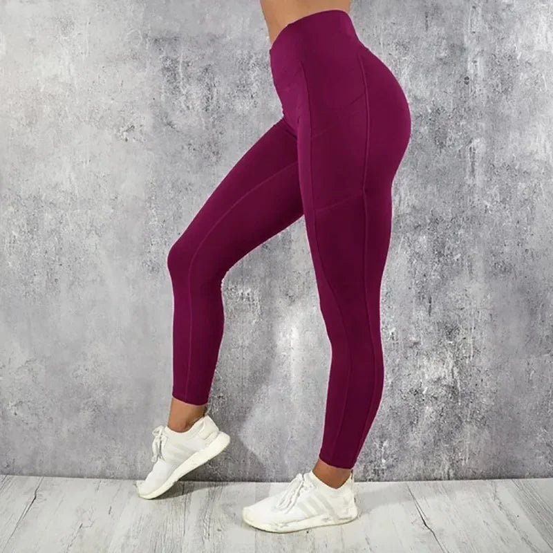 Yoga Fitness Women Leggings High Waist Tights with Pocket Gym Workout Running