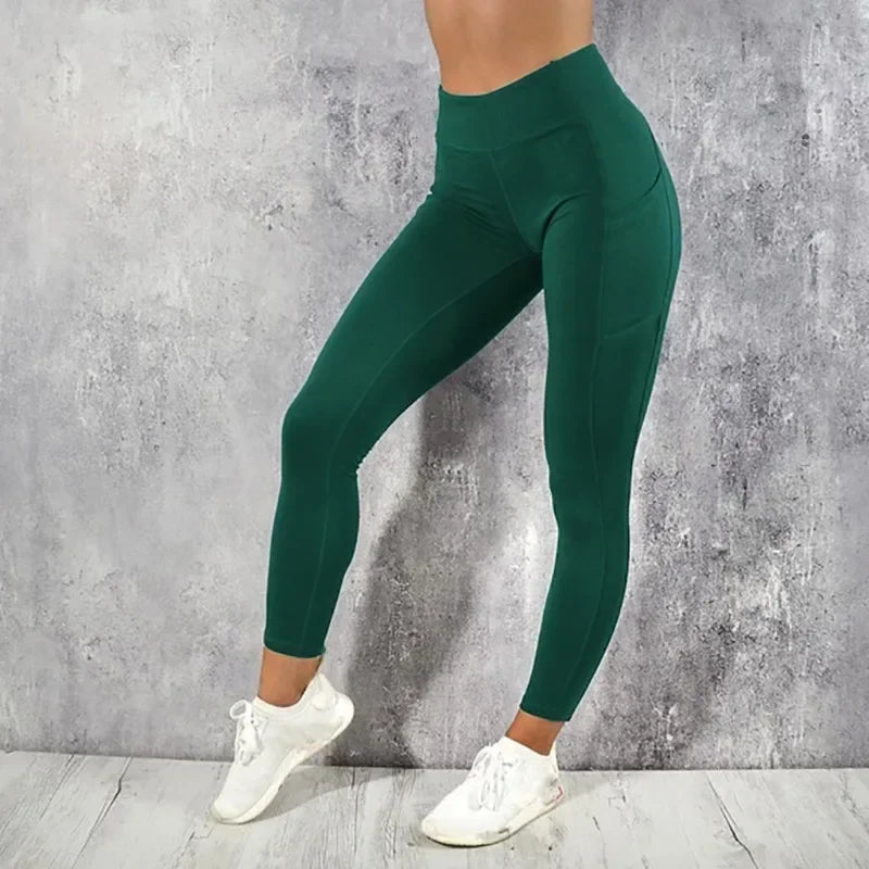 Yoga Fitness Women Leggings High Waist Tights with Pocket Gym Workout Running