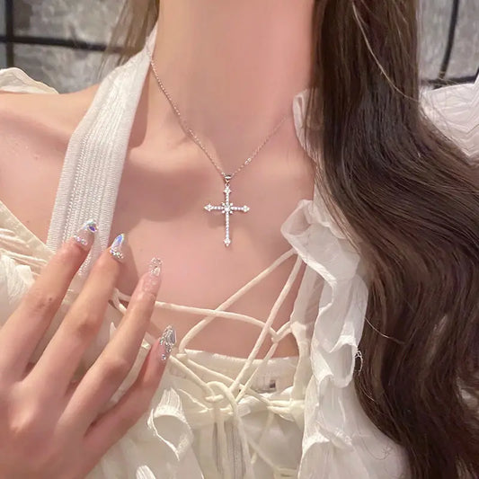 Silver Color Cross Pendant Necklace