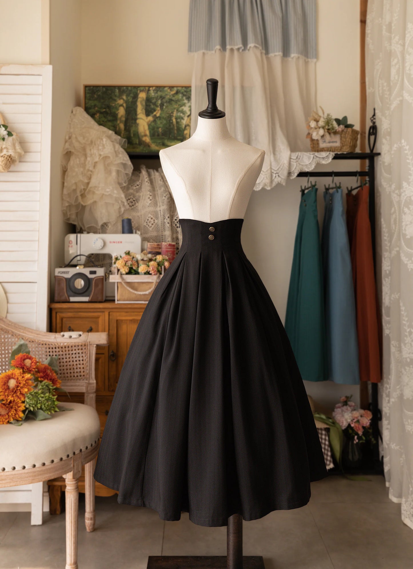 Elegant High-Waisted Ankle-Length Skirt – Original Classical Design