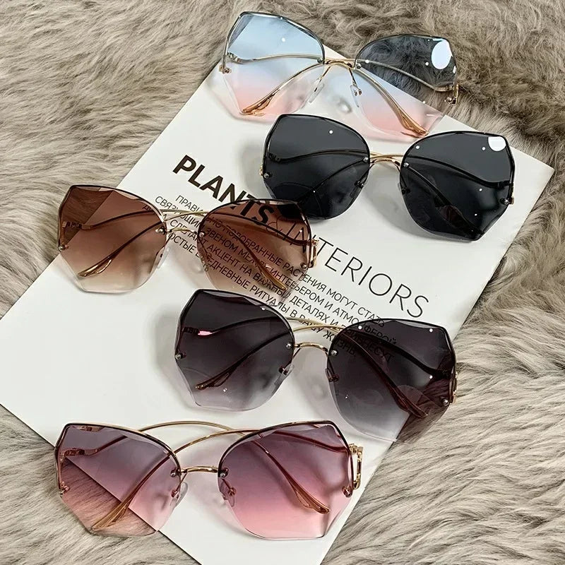 Irregular Round Sunglasses Women Brand Designer Gradient Fashion Sun Glasses