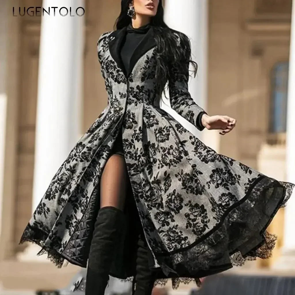 Women’s Vintage Lace-Trim Trench Coat