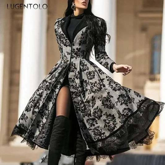 Women’s Vintage Lace-Trim Trench Coat
