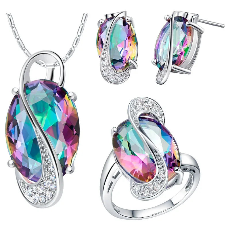 Vintage Multicolour Crystal Bridal Jewelry Set