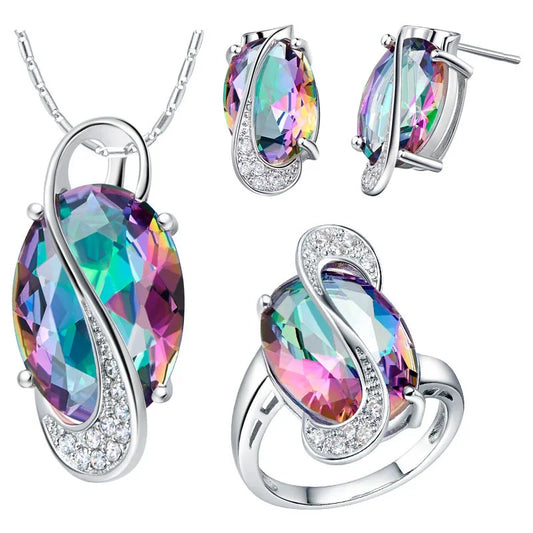 Vintage Multicolour Crystal Bridal Jewelry Set