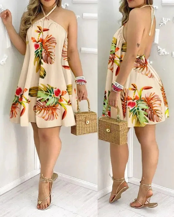 Boho Backless Halter Dress for Spring & Summer Women’s Fashion