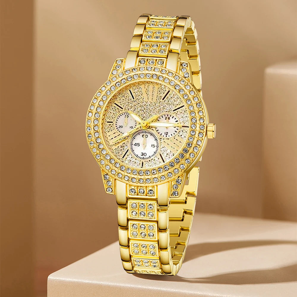 Elegant Women's Quartz Watch & Jewelry Gift Set