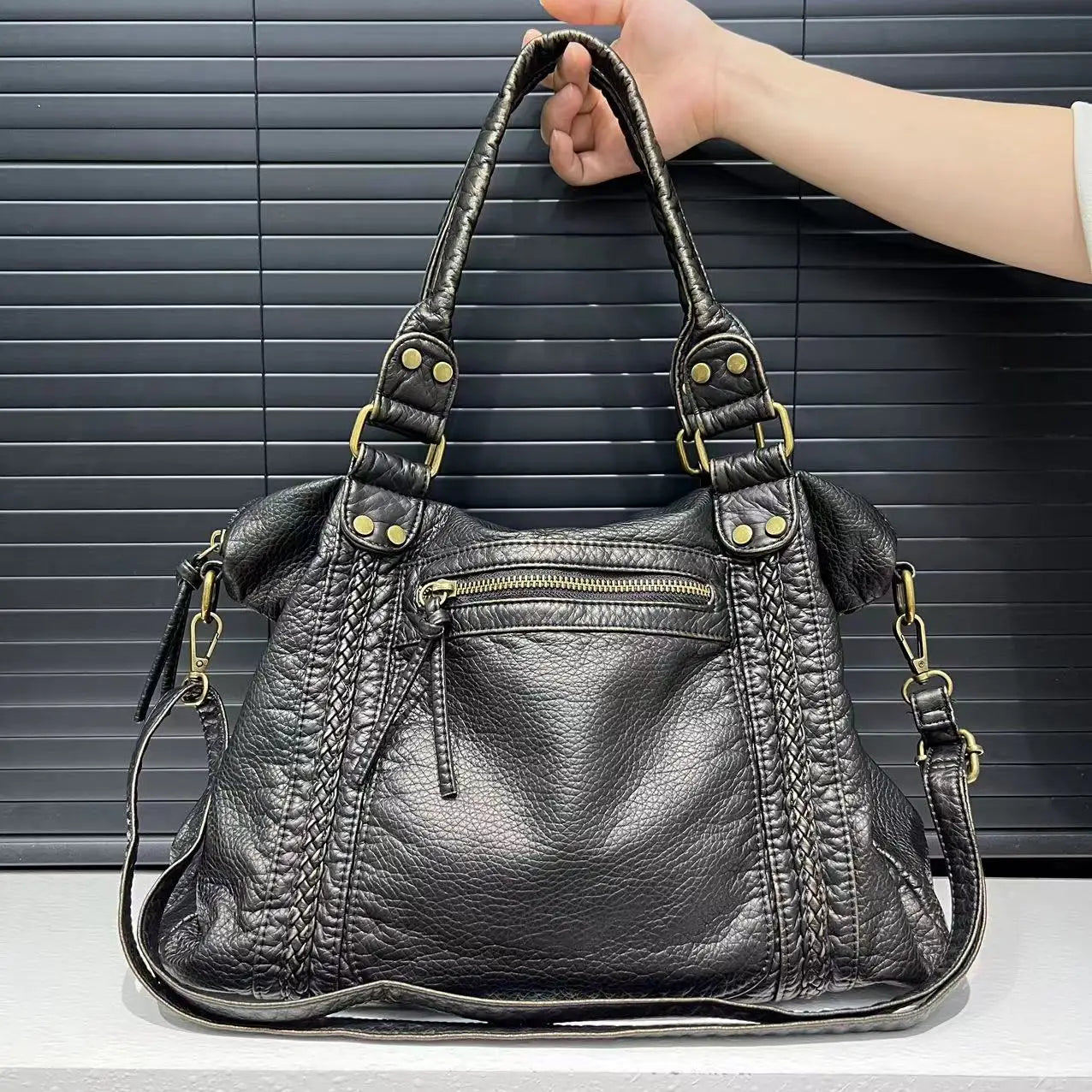 Y2K Spicy Girl One-Shoulder Crossbody Bag – Vintage Washed Leather
