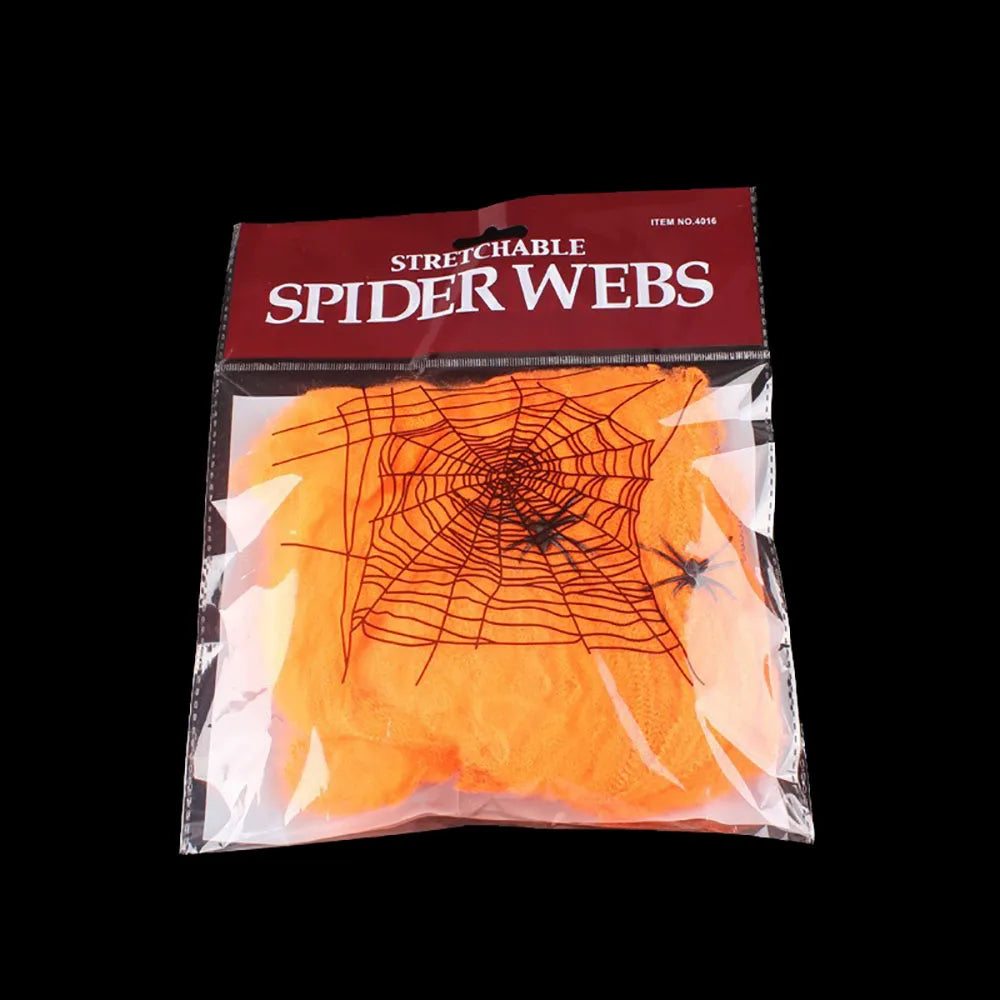 Halloween Spider Web Decoration with Artificial Spider – Stretchy Cobweb for Haunted House, Gothic Home Decor & Spooky Halloween Party