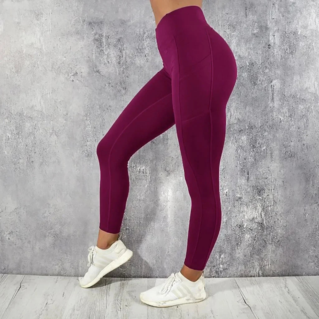 Yoga Fitness Women Leggings High Waist Tights with Pocket Gym Workout Running
