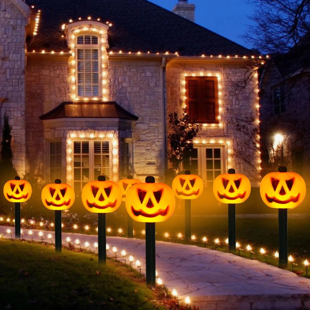 5PCS Solar Halloween Pumpkin & Ghost Pathway Lights – Waterproof Outdoor Garden Decorations