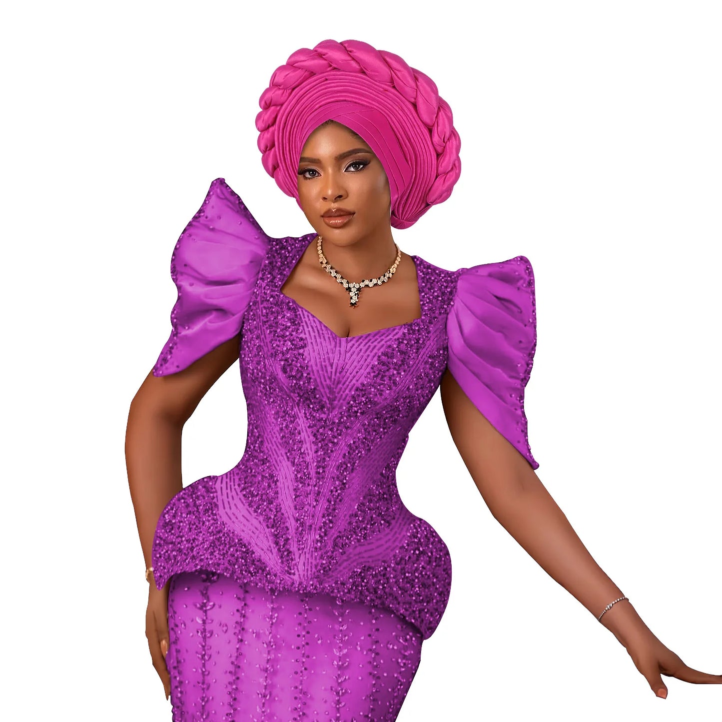 African Auto Gele Headtie – Aso Oke Nigerian Wedding & Party Head Wrap