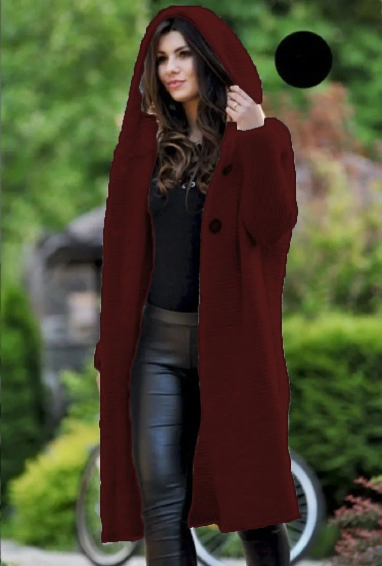 Women’s oversized hooded cardigan sweater