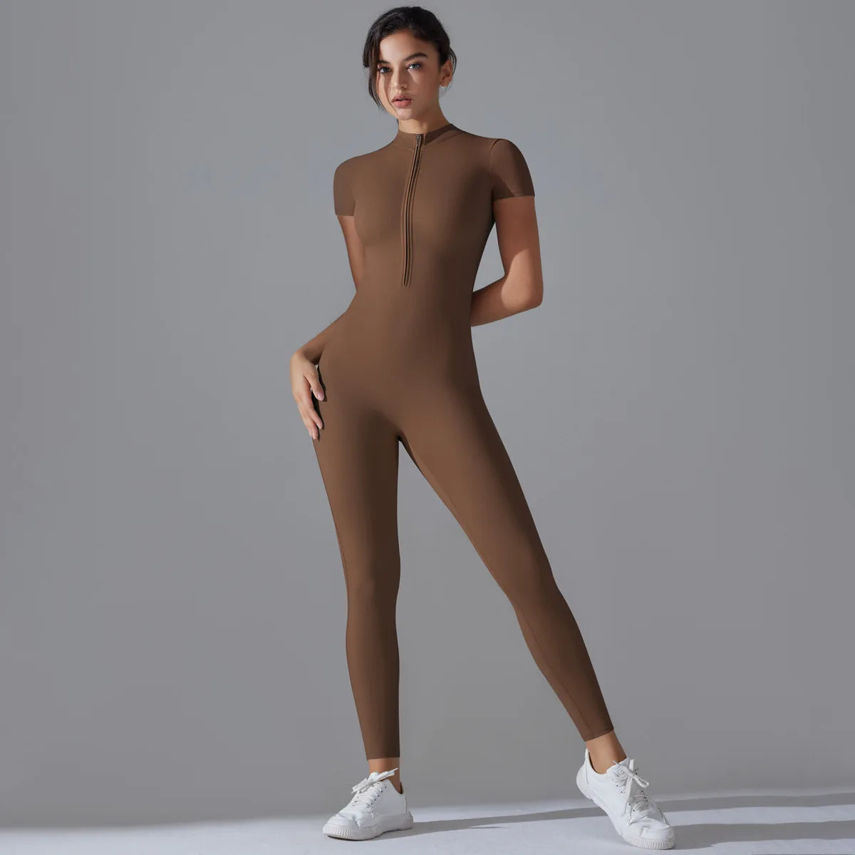 Women's Naked-Feel Short Sleeve Yoga Jumpsuit – Quick-Dry Breathable Fitness Bodysuit