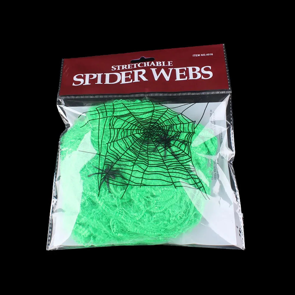 Halloween Spider Web Decoration with Artificial Spider – Stretchy Cobweb for Haunted House, Gothic Home Decor & Spooky Halloween Party