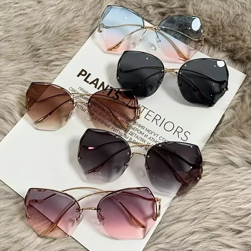 Irregular Round Sunglasses Women Brand Designer Gradient Fashion Sun Glasses