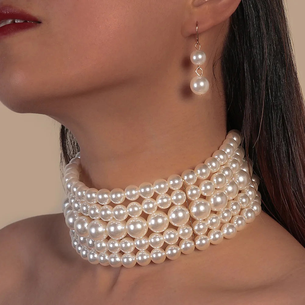 Elegant Charm Multi-Layer Imitation Pearl Jewelry Set