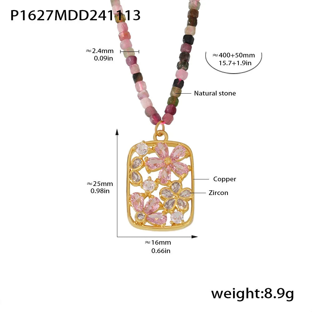 Elegant Colorful Nature Stone Flower Necklace