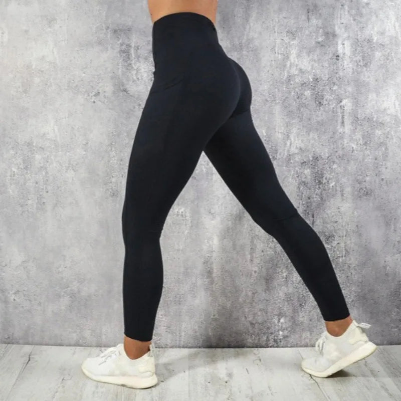 Yoga Fitness Women Leggings High Waist Tights with Pocket Gym Workout Running