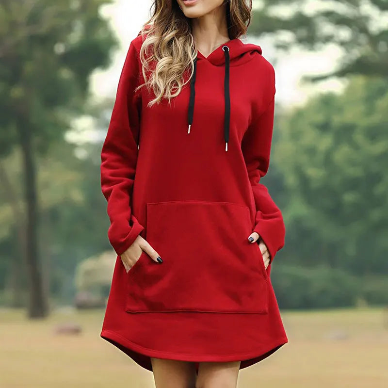 Women’s Oversized Hoodie Dress – Korean Pop Style Casual Long Sweatshirt