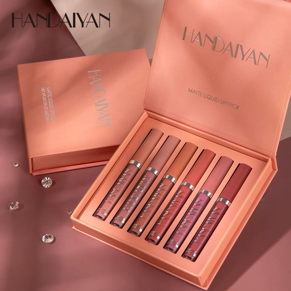 HANDAIYAN Set of 6 Non-Stick Liquid Lipsticks in Cup Packaging