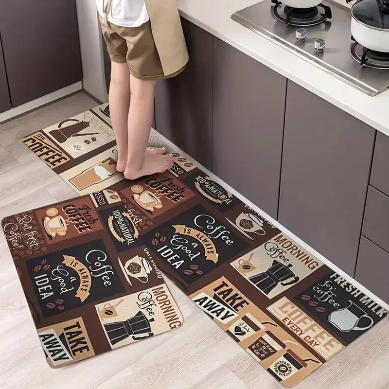 Kitchen Cutlery Theme Washable Floor Mat