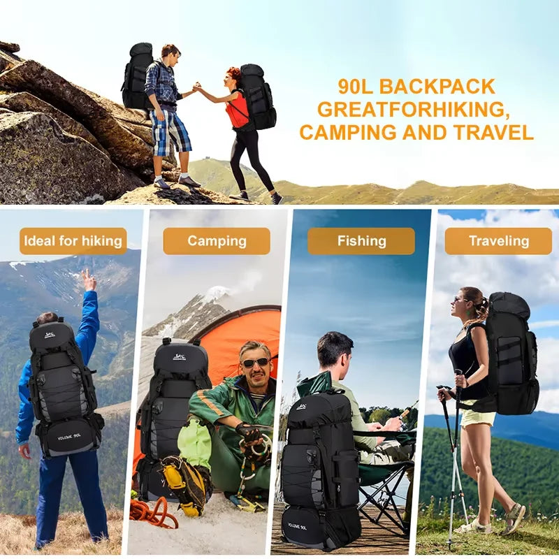 90L Waterproof Hiking & Camping Backpack