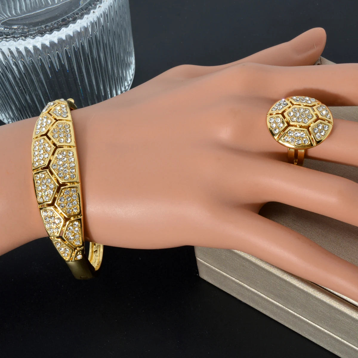 Acorite Zircon Classic Gold-Plated Earrings, Necklace, Bracelet & Ring