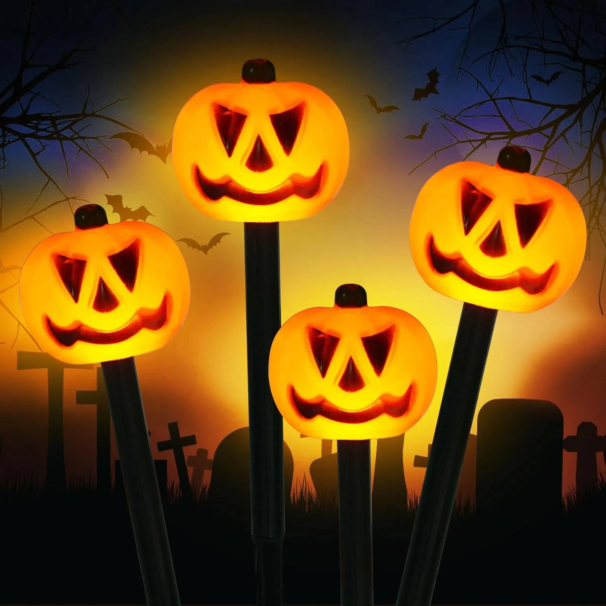 5PCS Solar Halloween Pumpkin & Ghost Pathway Lights – Waterproof Outdoor Garden Decorations
