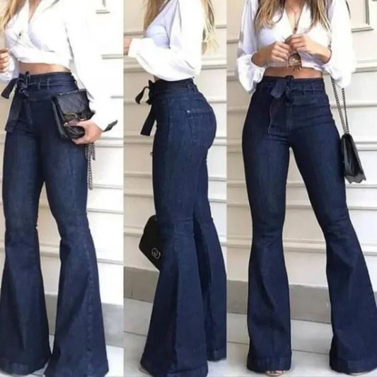 Women's High-Waist Flare Jeans – Streetwear Slim Fit