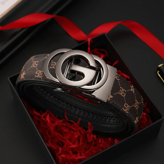 Men’s Genuine Leather Belt with Automatic Alloy Buckle – Luxury Design Waist Belt for Men