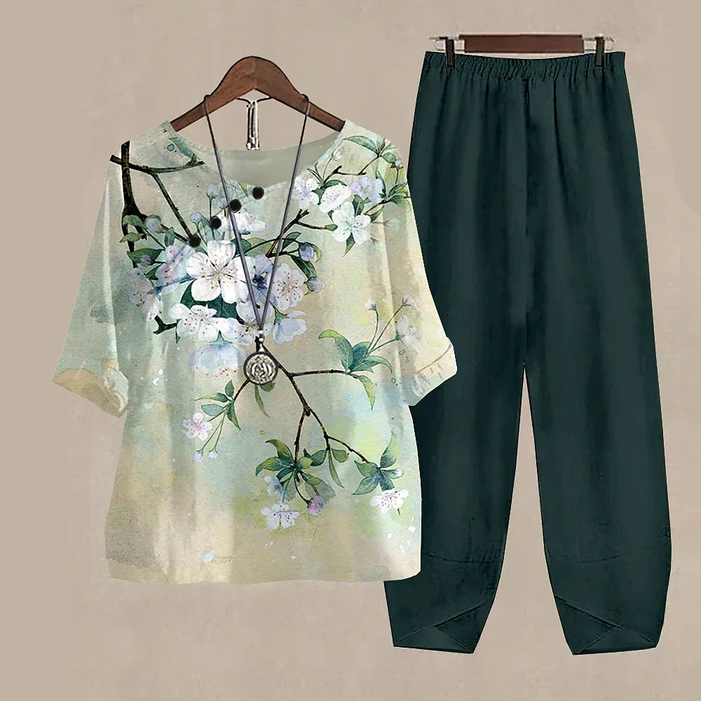 Women’s 2-Piece Pants & T-Shirt Set – Y2K Fashion Vibes